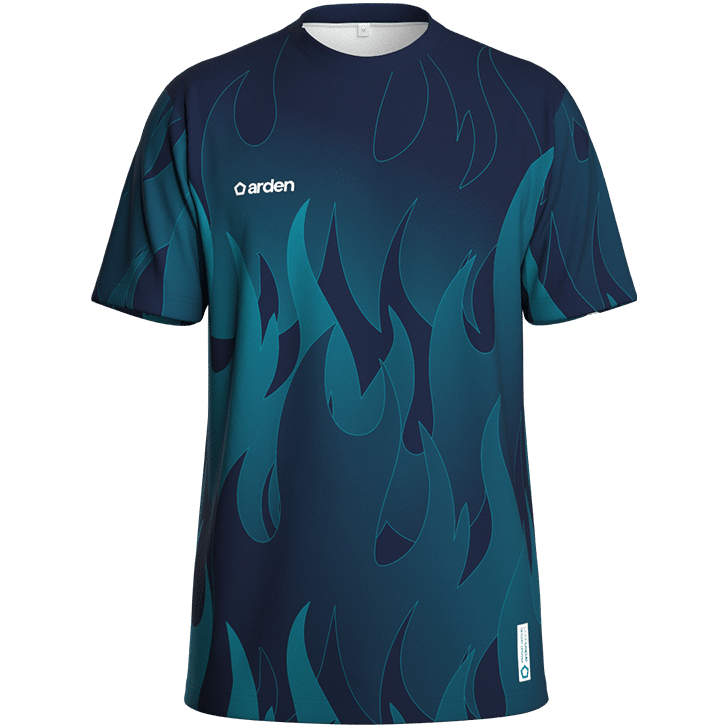 Maillot de football homme personnalisé bleu à motif flammes