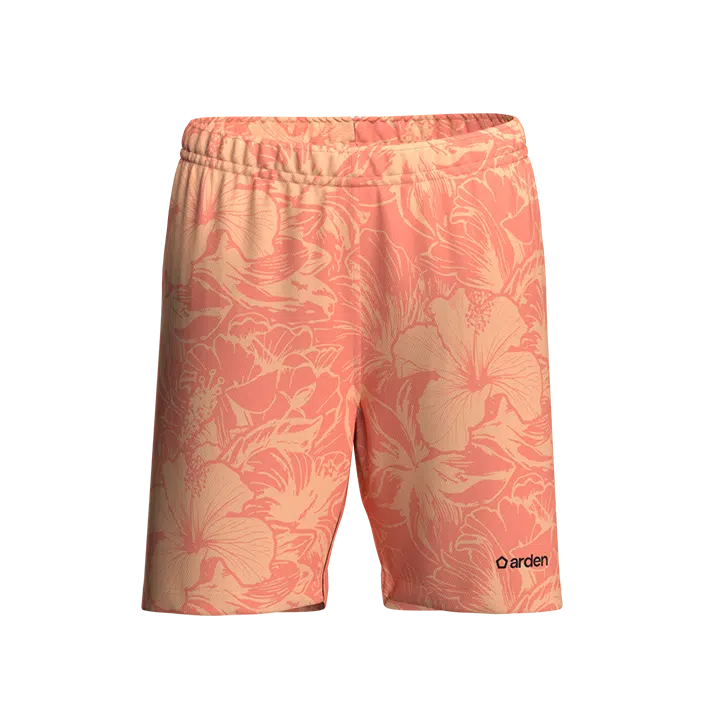 Short femme de basket-ball personnalisé corail à motif floral