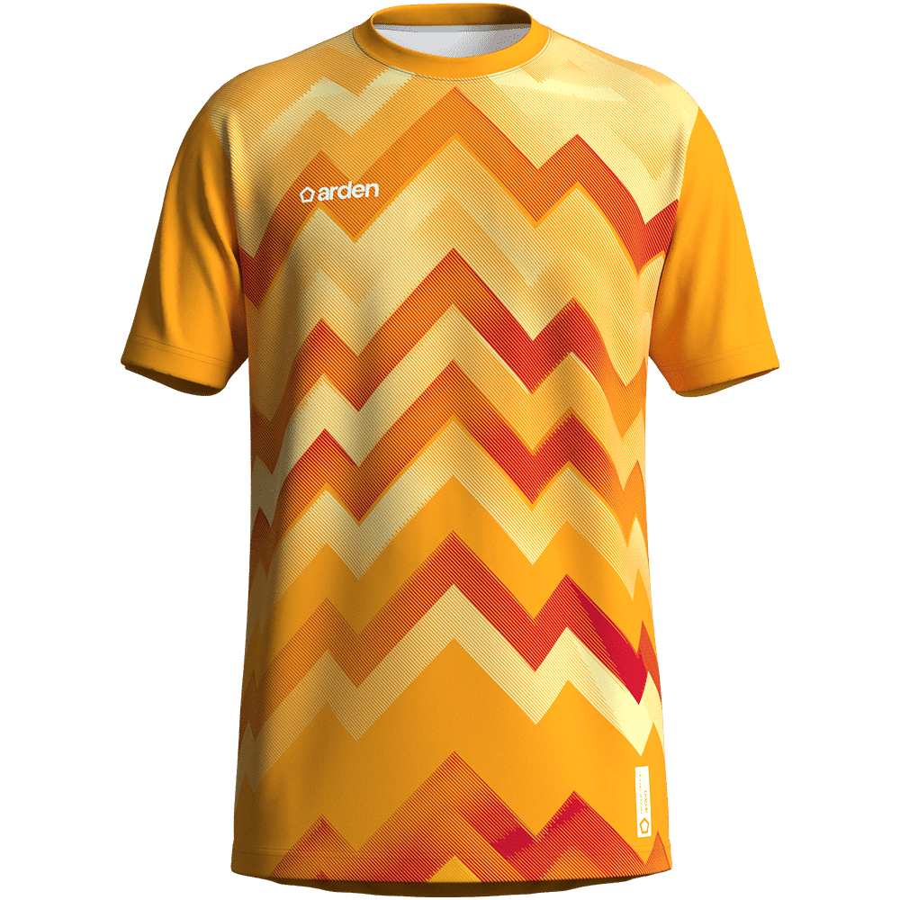 Maillot personnalisé jaune et orange à motif géométrique ArdenSport