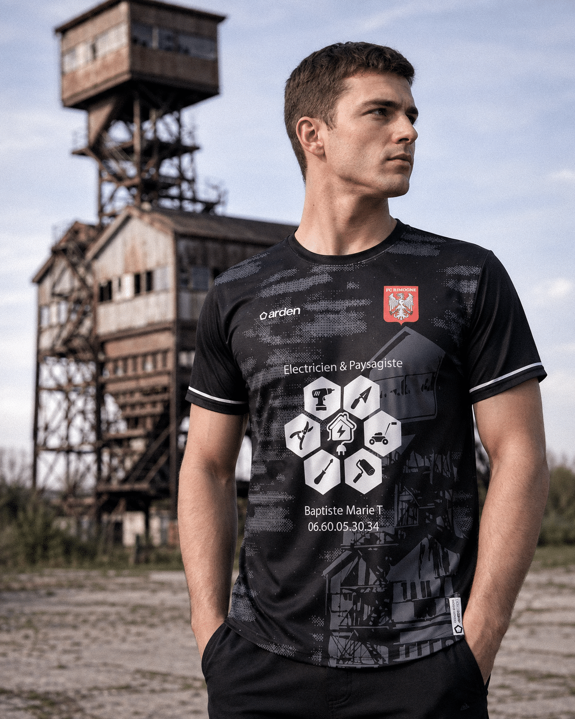 Maillot de football personnalisé du FC Rimogne inspiré du puits Saint-Quentin